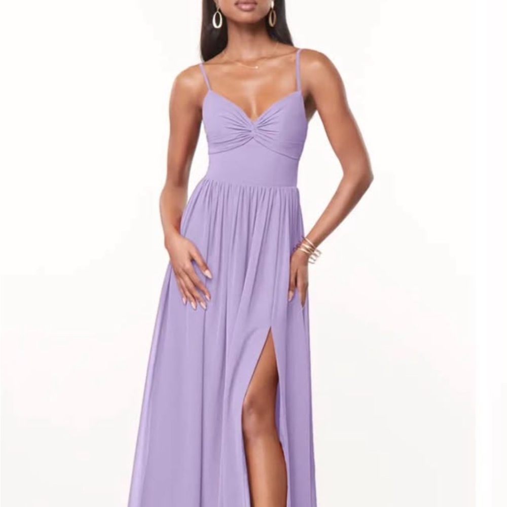 Azazie Lavender Spaghetti-Strap Maxi Dress with High Side Slit